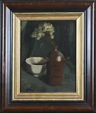 A.C. de Boer, Stilleven met flesvaas en kom, 1947, Olieverf op linnen