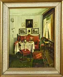 Grönegreg, Duits biedermeier interieur met schilderijen, Olieverf op linnen