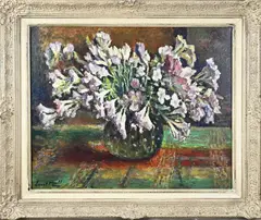 Evert Moll, Vaas met bloemen, Olieverf op linnen