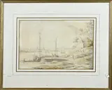 Hollandse School, Hollands rivierlandschap, Aquarel op papier