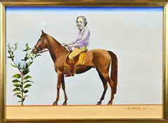 Aat Verhoog, Dame te paard, 1973, Olieverf op schilderskarton