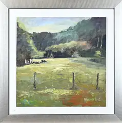 Landschap met koeien by Heleen van Lynden, Olieverf op paneel, sold Jan 2026
