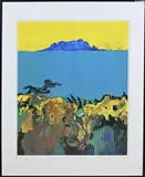 Jeroen Krabbé, Mediterraans landschap, Zeefdruk op papier