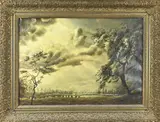 R. Schuitema, Landschap, Olieverf op linnen