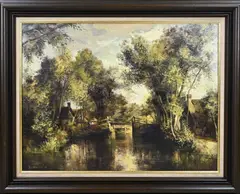 Ton Anconé, Giethoorn, Olieverf op linnen