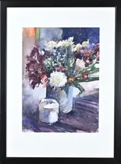 Cor Hak, Bloemstilleven, Aquarel op papier