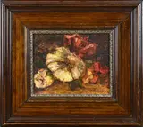 Theo Goedvriend, Stilleven paddenstoelen, Olieverf op paneel
