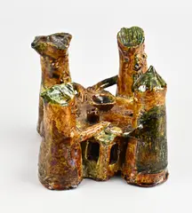 Harm Kamerlingh Onnes, Fantasie figuren aan tafel, Keramiek met glazuur