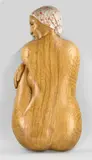 Groot houten wandfiguur van hardhout, 94 cm., Groot houten wandfiguur van hardhout