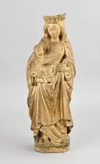Madonna beeld, 40 cm., Antiek terracotta figuur, Madonna