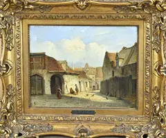 Petrus Gerardus Vertin, Hollands stadsgezicht, Olieverf op paneel