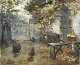 Evert Pieters, Boeren achterhuis, Olieverf op linnen