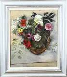 Germ de Jong, Mand met bloemen, Olieverf op linnen