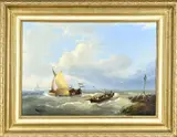 Nicolaas Riegen, Hollands zeegezicht, Olieverf op linnen
