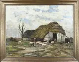 Sina Mesdag-van Houten, Drentse schaapskooi, Olieverf op linnen