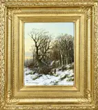 Willem Hendrik Eickelberg, 1845 -, Wintergezicht, Olieverf op paneel