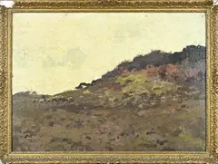Andries Verleur, Herder met schaapskudde in de duinen, Olieverf op karton