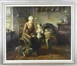 G.J. Sijthof, Larens boeren interieur, Olieverf op linnen