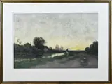 F.J. van Rossum du Chattel, Riviergezicht, Aquarel op papier