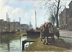 W. Heincke, Kade Rotterdam, Olieverf op linnen