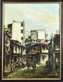 Indonesische School, Stadsgezicht, Olieverf op linnen