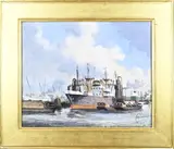 Adri Verveen, Rotterdamse haven, Olieverf op linnen