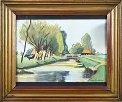 Theo Wolvecamp, Twents landschap, Gouache op papier