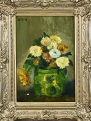Monogram SmvH, Pot met bloemen, Olieverf op karton