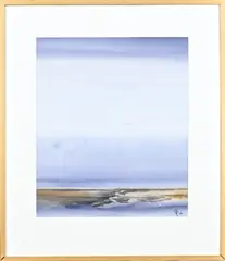 Geurt Busser, Oversteek Lauwerswal zomer 2010, Aquarel op papier