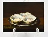 C. Cornelisz, Oesters op zilveren schaal, Olieverf op paneel
