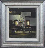Jan H. Bolink, Twents boeren interieur, Olieverf op paneel