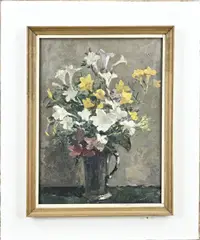 A. Potgieter, Bloemstilleven, Olieverf op linnen