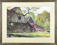 Jan H. Bolink, Twentse boerderij, Pastel op papier