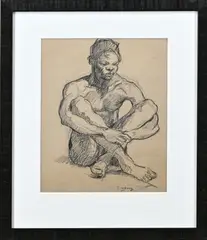 Piet Ouborg, Negroïde man, Potloodtekening op papier