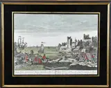 Antiek, 18e eeuws handingekleurde gravure op papier, Chantiers du Havre, Antiek, 18e eeuws handingekleurde gravure op papier