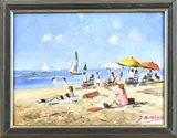 J. Moulan, Strandgezicht, Olieverf op paneel