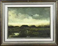 Hart, '83, Boerderij bij avond, Olieverf op linnen