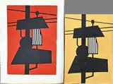 2x Klaas Bernink, Seinpaal, Linosnedes op papier
