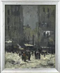 Jan Rijlaarsdam, Winters stadsgezicht Parijs, Olieverf op linnen