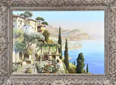 Alois Arnegger, Italiaans dorp bij Como meer, Olieverf op linnen