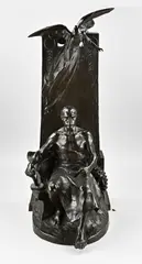 antiek Duits bronzen beeld door H Groot, H. Müller