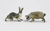 2x Weens brons, Haas + varken