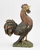 19e Eeuws houtgestoken beeld met polychromie, Haan