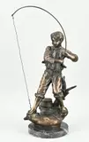 Vissende jongen met hengel by Antiek compositie metalen bronskleurig beeld, Antiek compositie metalen bronskleurig beeld, sold Oct 2025