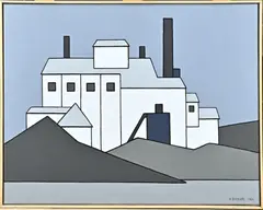 Klaas Bernink, Kalkfabriek, Acryl op linnen