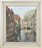 Herman C.A. Paradies, Zonnige Hollandse gracht, Olieverf op linnen