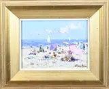 Niek Van der Plas, Strandgezicht, Olieverf op paneel