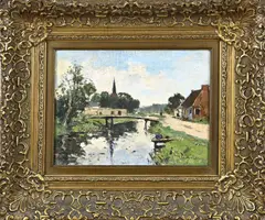 Louis Stutterheim, Dorpsgezicht, Olieverf op linnen