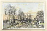 Herman C.A. Paradies, Landschap met boerderij, Gouache op papier