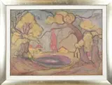 Gerrit Willem van Blaaderen, Landschap met kolkje, Grote pastel